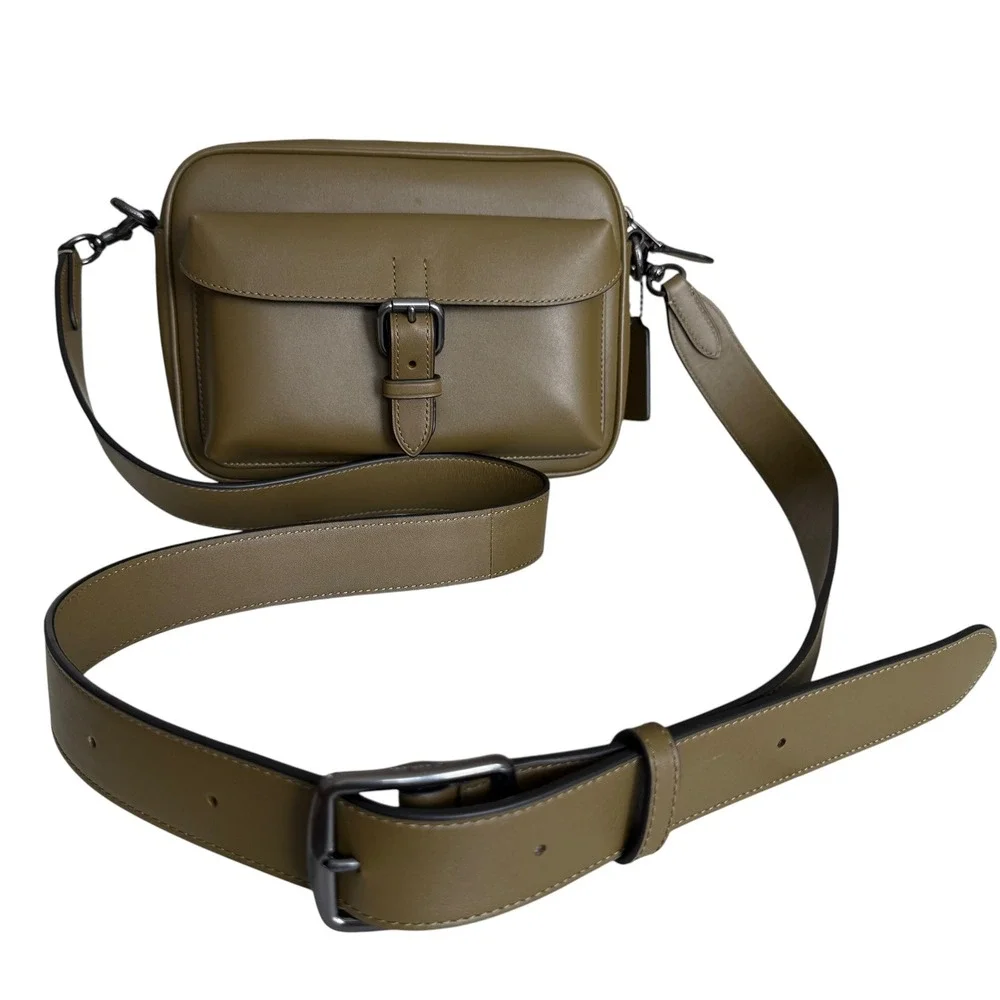 Coach Olive Green Glovetanned Leather Crossbody Bag Gunmetal Hardware